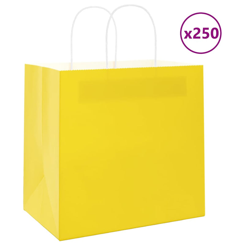 Load image into Gallery viewer, Vidaxl papieren zakken 250 st met hengsels 26x17x25 cm geel
