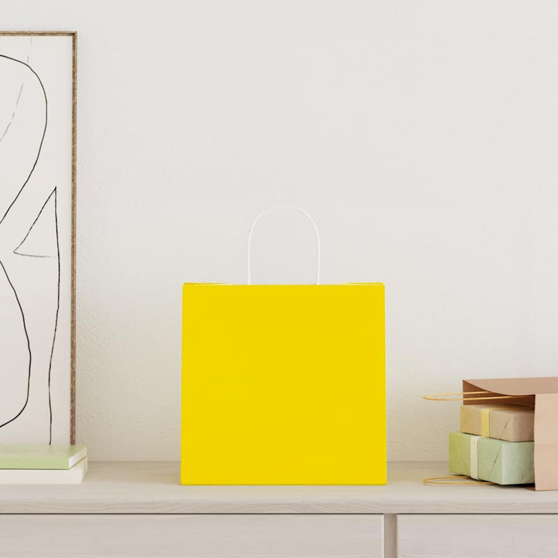 Load image into Gallery viewer, Vidaxl papieren zakken 250 st met hengsels 26x17x25 cm geel
