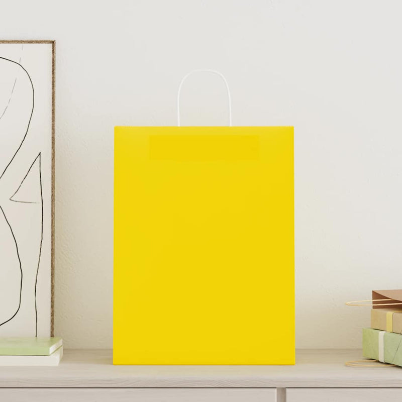 Load image into Gallery viewer, Vidaxl papieren zakken 250 st met hengsels 32x12x42 cm geel
