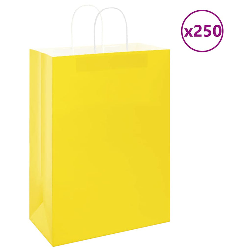 Load image into Gallery viewer, Vidaxl papieren zakken 250 st met hengsels 32x17x44 cm geel
