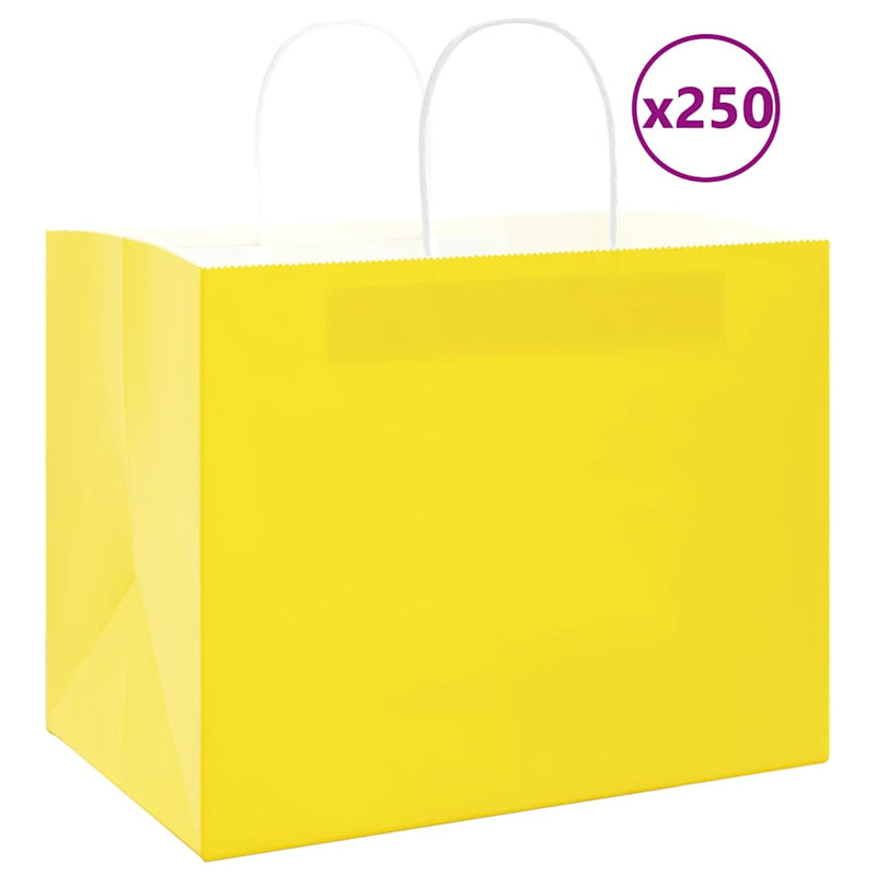 Load image into Gallery viewer, Vidaxl papieren zakken 250 st met hengsels 32x22x24 cm geel
