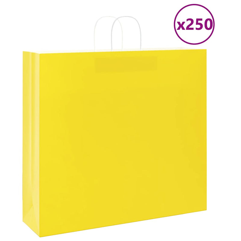 Load image into Gallery viewer, Vidaxl papieren zakken 250 st met hengsels 54x15x49 cm geel
