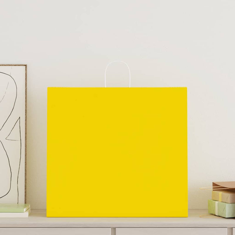 Load image into Gallery viewer, Vidaxl papieren zakken 250 st met hengsels 54x15x49 cm geel
