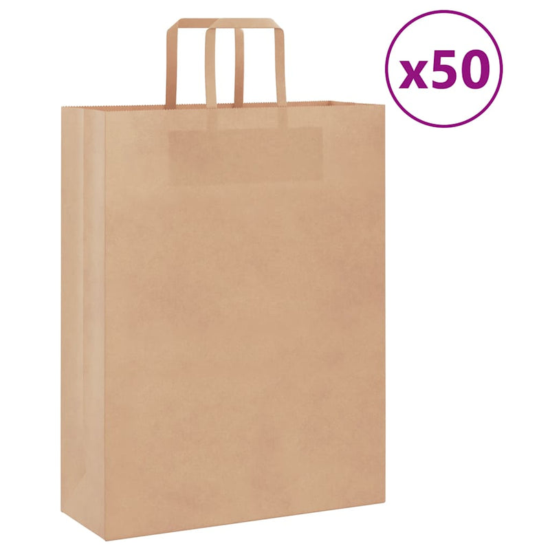 Load image into Gallery viewer, Vidaxl papieren zakken 50 st met hengsels 32x12x42 cm bruin
