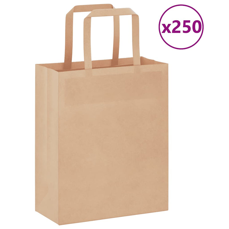 Load image into Gallery viewer, Vidaxl papieren zakken 250 st met hengsels 18x8x22 cm bruin
