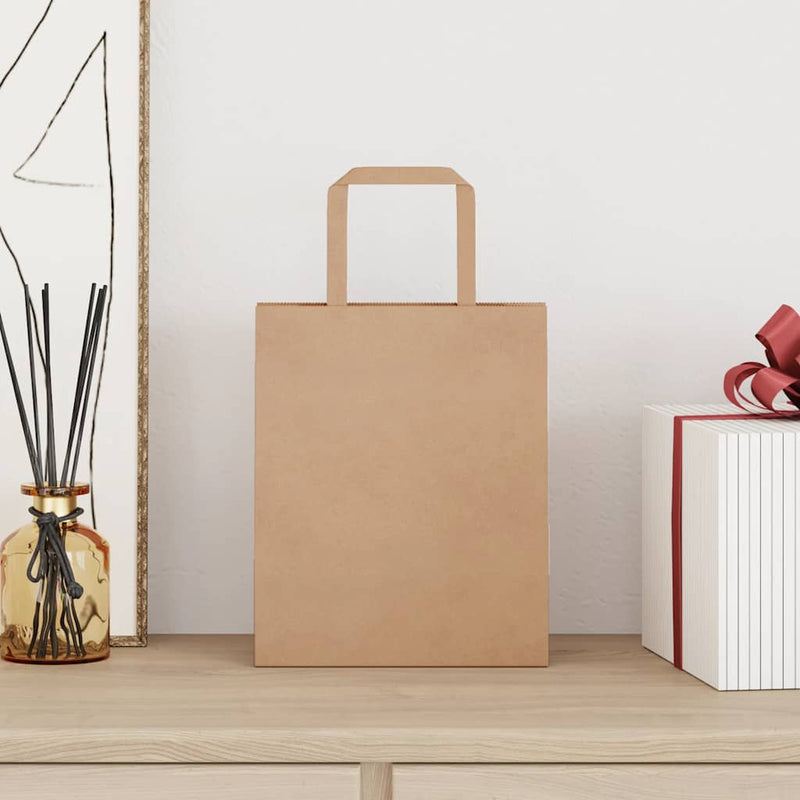Load image into Gallery viewer, Vidaxl papieren zakken 250 st met hengsels 18x8x22 cm bruin
