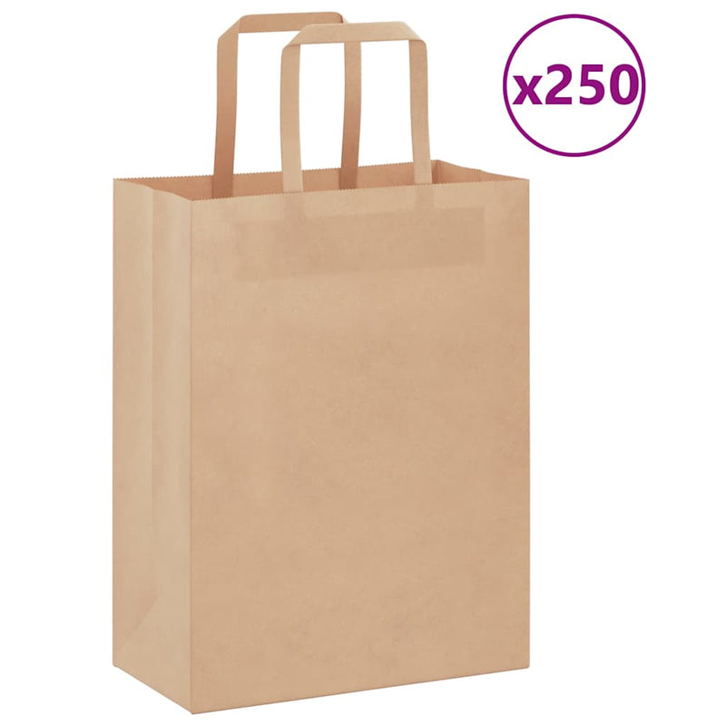 Load image into Gallery viewer, Vidaxl papieren zakken 250 st met hengsels 21x11x28 cm bruin
