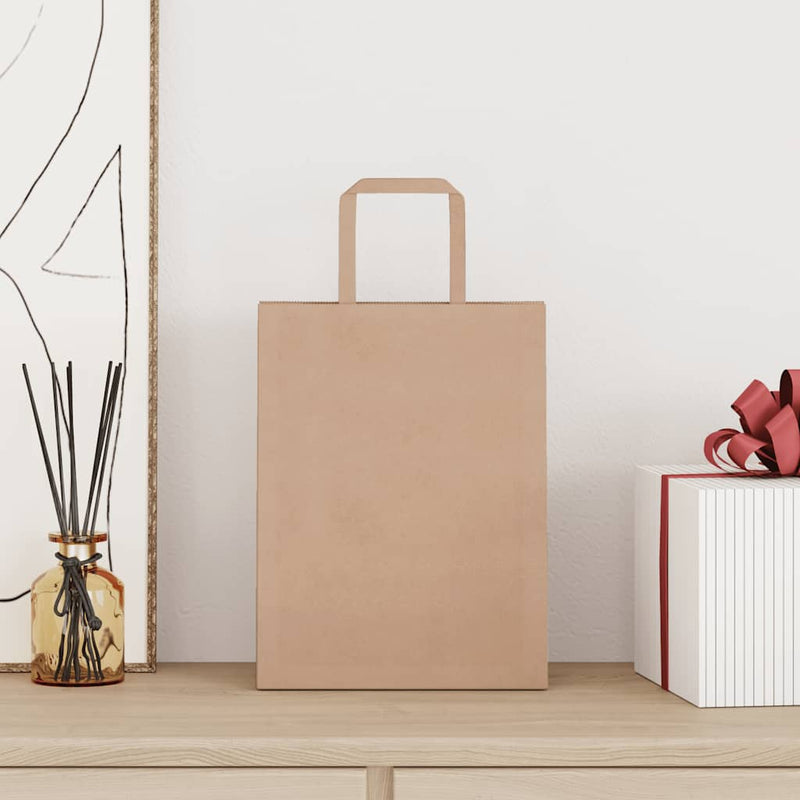 Load image into Gallery viewer, Vidaxl papieren zakken 250 st met hengsels 21x11x28 cm bruin
