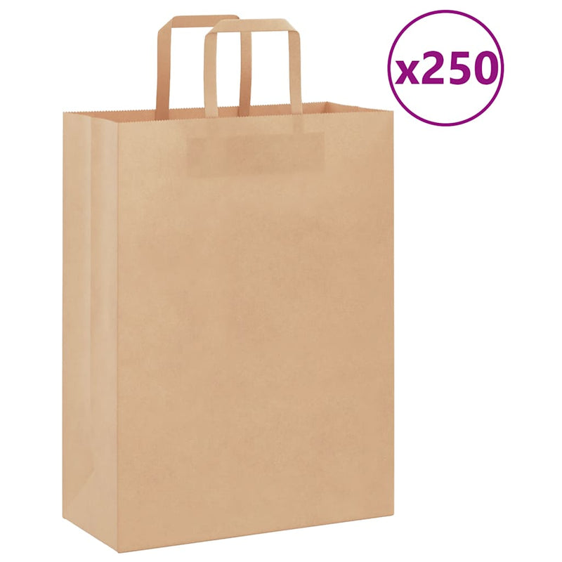 Load image into Gallery viewer, Vidaxl papieren zakken 250 st met hengsels 26x12x35 cm bruin
