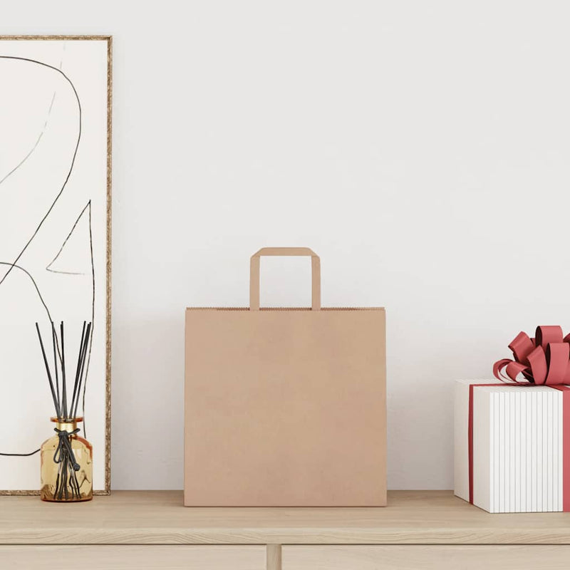 Load image into Gallery viewer, Vidaxl papieren zakken 250 st met hengsels 26x17x25 cm bruin
