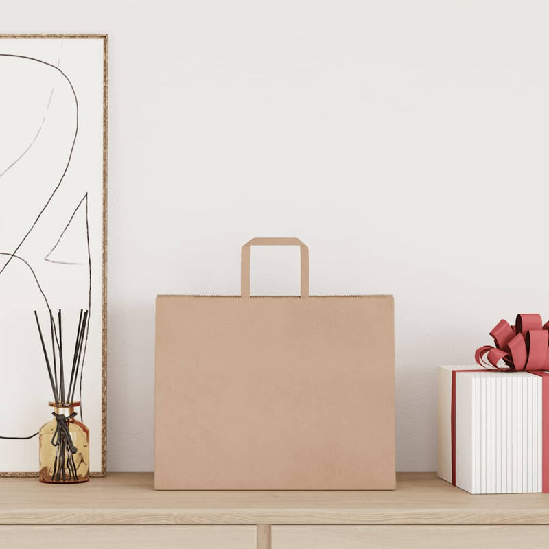 Load image into Gallery viewer, Vidaxl papieren zakken 250 st met hengsels 32x22x24 cm bruin
