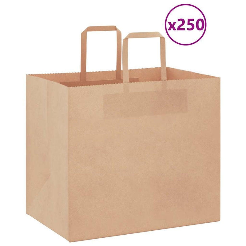 Load image into Gallery viewer, Vidaxl papieren zakken 250 st met hengsels 32x22x28 cm bruin
