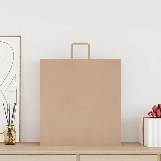 Vidaxl papieren zakken 250 st met hengsels 45x17x48 cm bruin