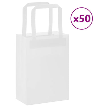 Vidaxl papieren zakken 50 st met hengsels 15x8x21 cm wit