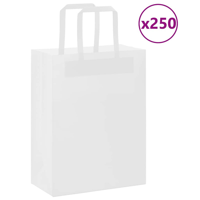 Load image into Gallery viewer, Vidaxl papieren zakken 250 st met hengsels 21x11x28 cm wit
