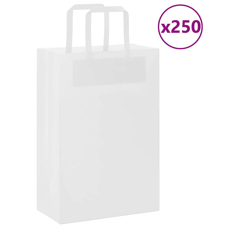 Load image into Gallery viewer, Vidaxl papieren zakken 250 st met hengsels 21x11x31 cm wit
