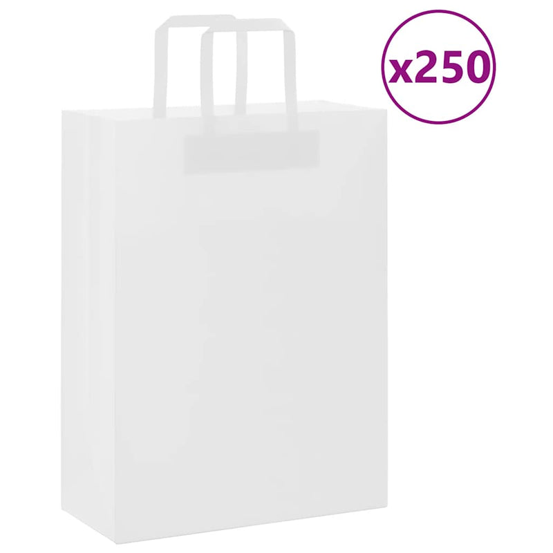 Load image into Gallery viewer, Vidaxl papieren zakken 250 st met hengsels 26x12x35 cm wit
