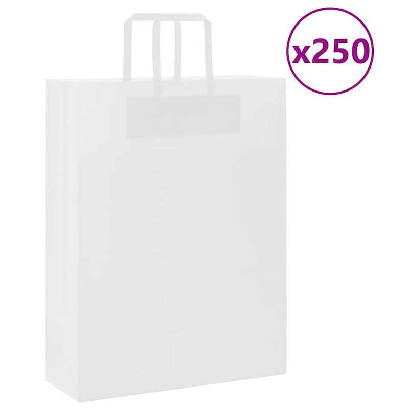 Load image into Gallery viewer, Vidaxl papieren zakken 250 st met hengsels 32x12x42 cm wit
