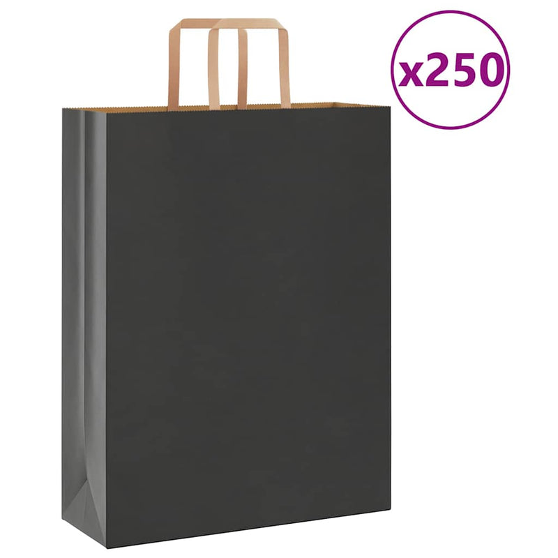 Load image into Gallery viewer, Vidaxl papieren zakken 250 st met hengsels 32x12x42 cm zwart
