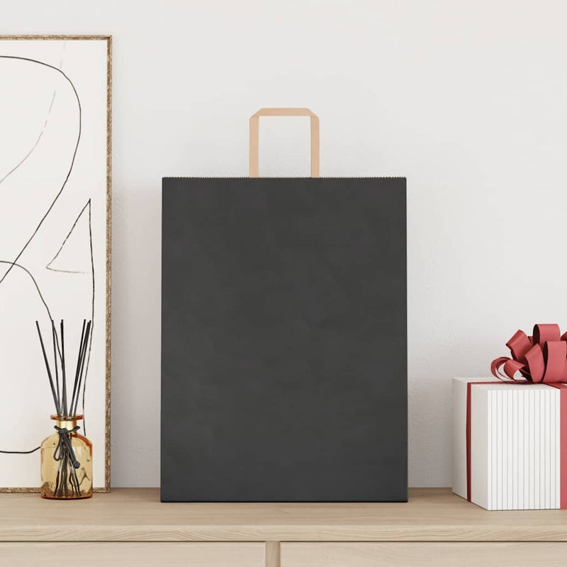 Load image into Gallery viewer, Vidaxl papieren zakken 250 st met hengsels 32x12x42 cm zwart
