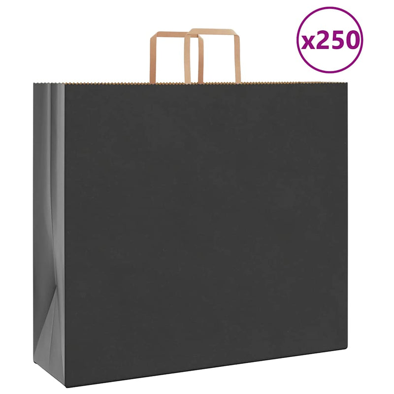 Load image into Gallery viewer, Vidaxl papieren zakken 250 st met hengsels 54x15x49 cm zwart

