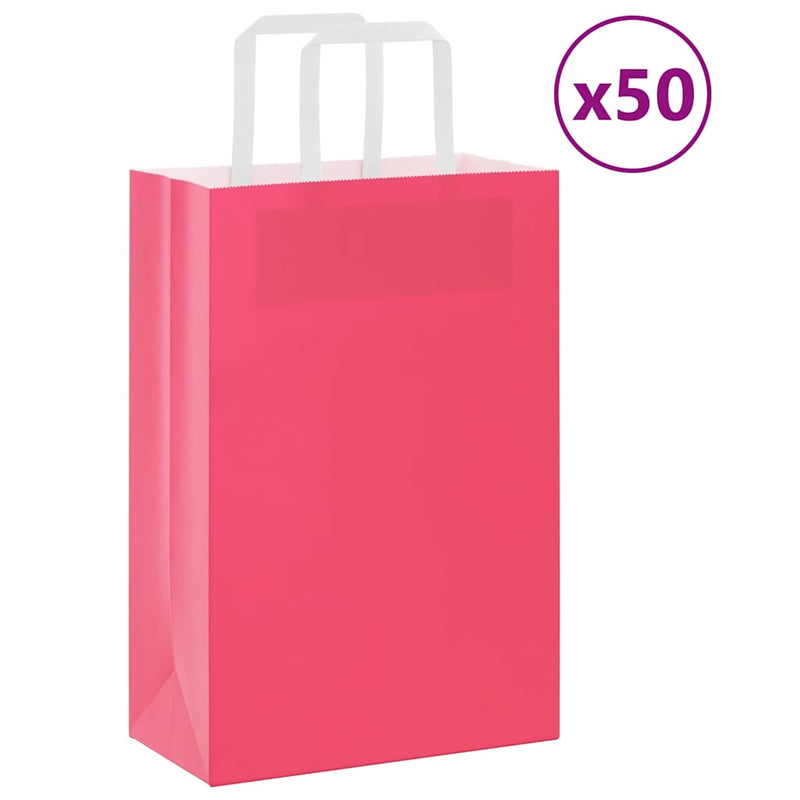 Load image into Gallery viewer, Vidaxl papieren zakken 50 st met hengsels 21x11x31 cm roze
