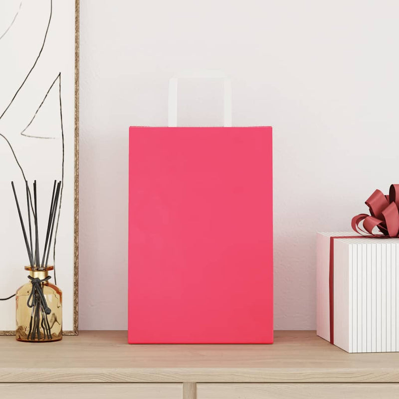 Load image into Gallery viewer, Vidaxl papieren zakken 50 st met hengsels 21x11x31 cm roze
