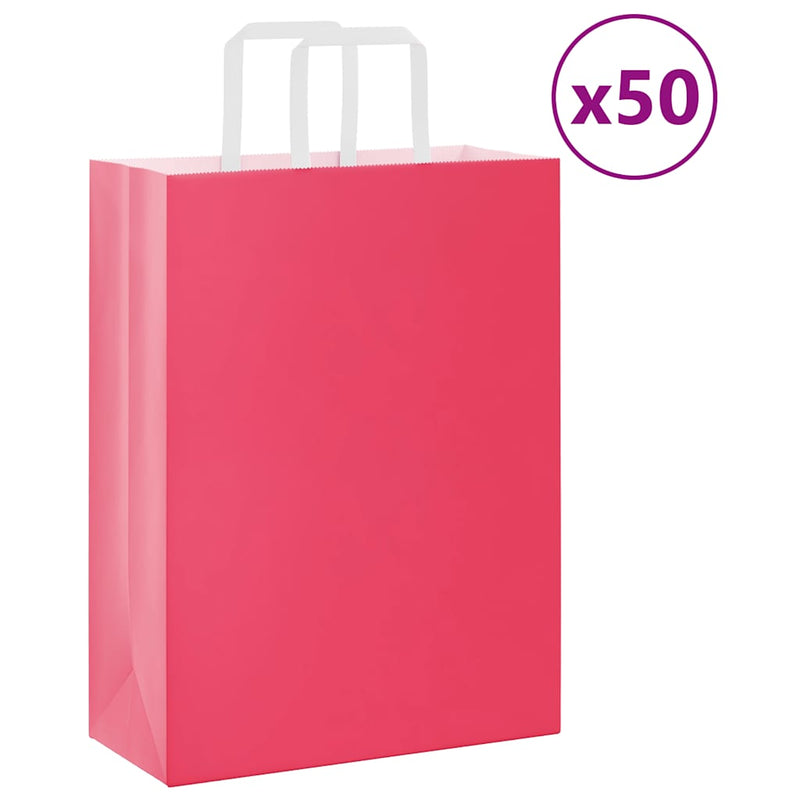 Load image into Gallery viewer, Vidaxl papieren zakken 50 st met hengsels 26x12x35 cm roze
