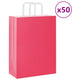 Vidaxl papieren zakken 50 st met hengsels 26x12x35 cm roze