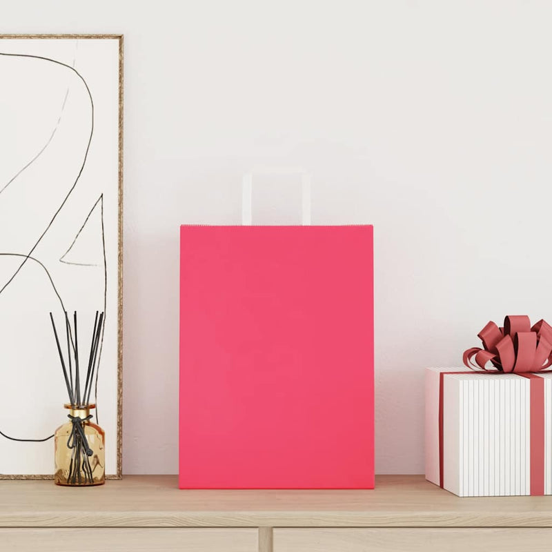 Load image into Gallery viewer, Vidaxl papieren zakken 50 st met hengsels 26x12x35 cm roze

