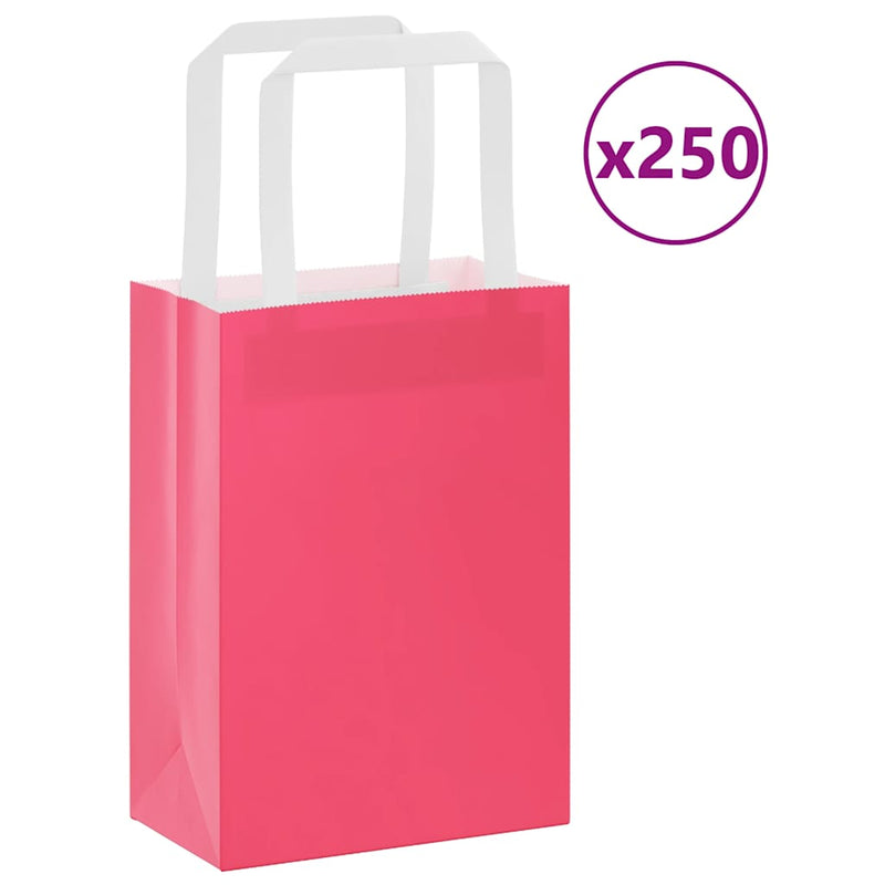 Load image into Gallery viewer, Vidaxl papieren zakken 250 st met hengsels 15x8x21 cm roze
