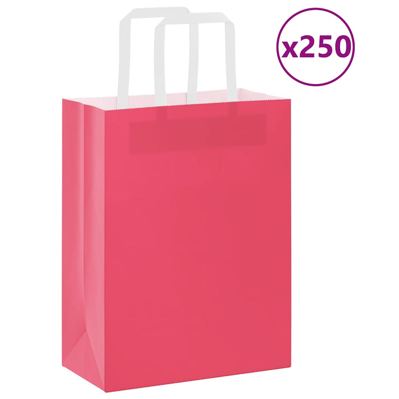 Load image into Gallery viewer, Vidaxl papieren zakken 250 st met hengsels 21x11x28 cm roze
