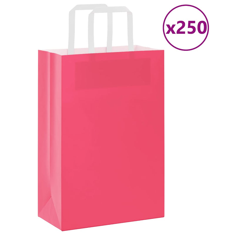 Load image into Gallery viewer, Vidaxl papieren zakken 250 st met hengsels 21x11x31 cm roze
