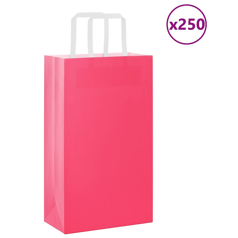 Load image into Gallery viewer, Vidaxl papieren zakken 250 st met hengsels 21x11x36 cm roze
