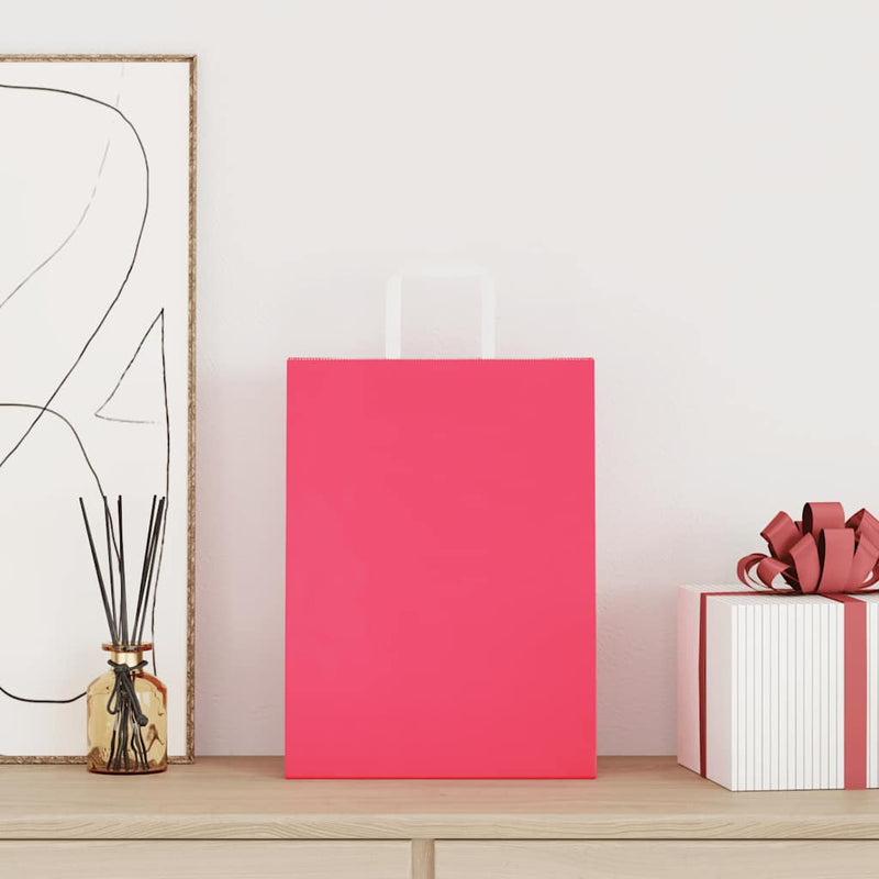 Load image into Gallery viewer, Vidaxl papieren zakken 250 st met hengsels 26x12x35 cm roze
