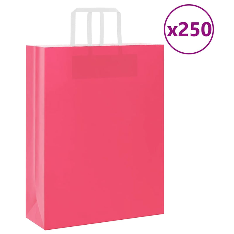 Load image into Gallery viewer, Vidaxl papieren zakken 250 st met hengsels 32x12x42 cm roze
