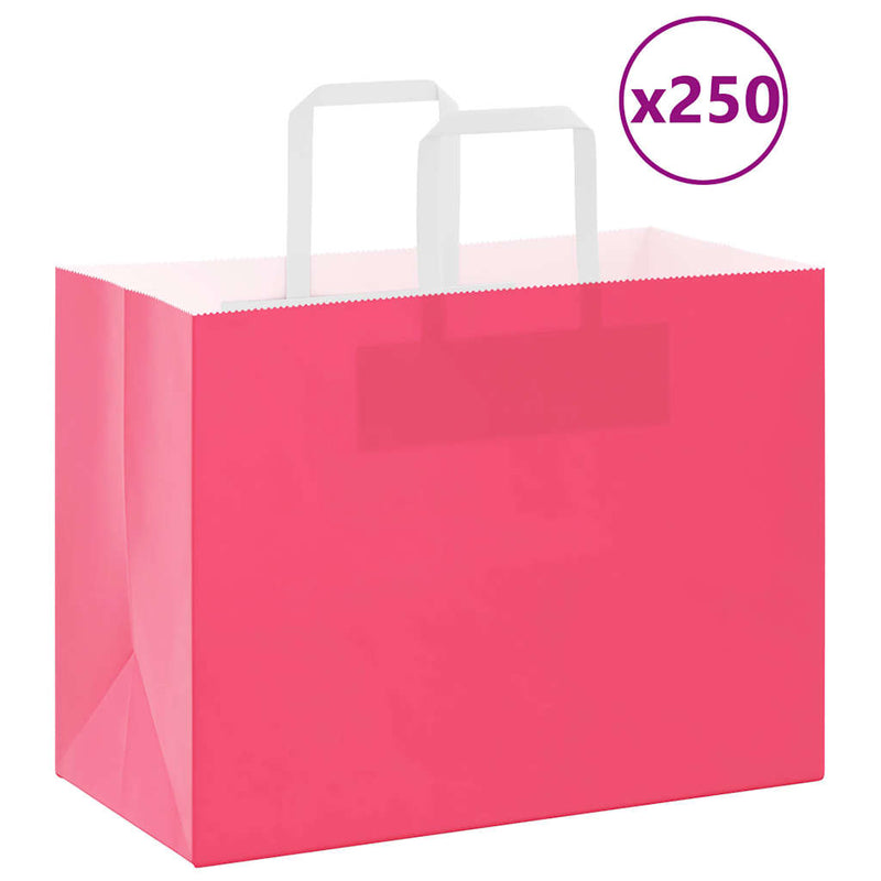 Load image into Gallery viewer, Vidaxl papieren zakken 250 st met hengsels 32x17x25 cm roze
