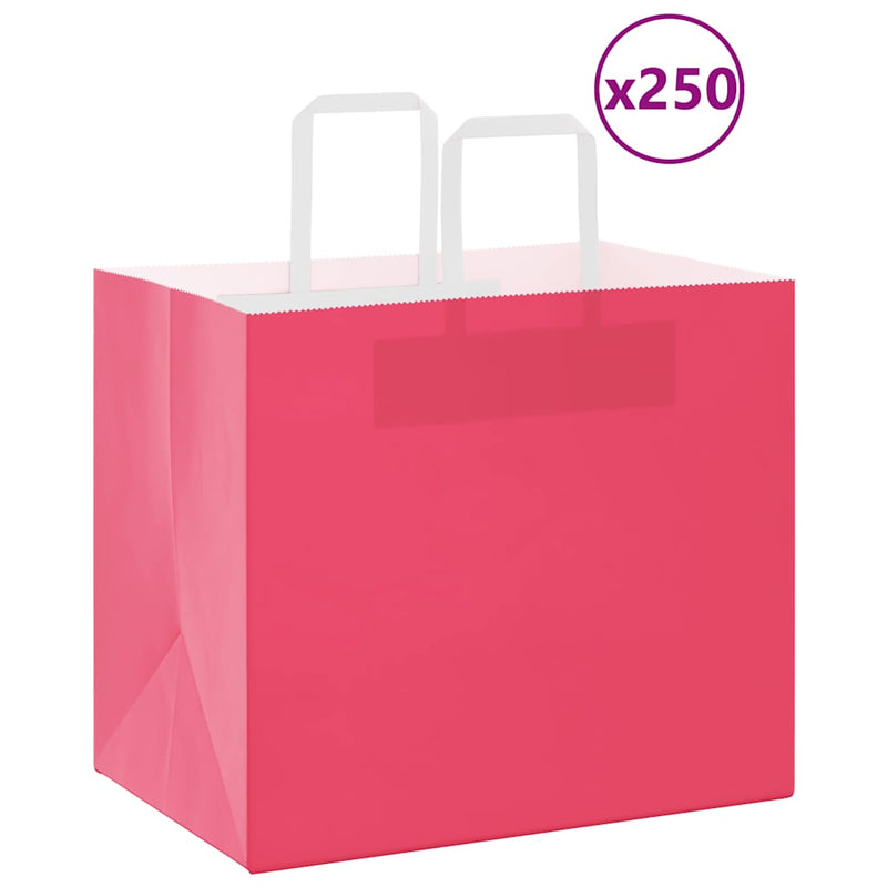 Load image into Gallery viewer, Vidaxl papieren zakken 250 st met hengsels 32x22x28 cm roze
