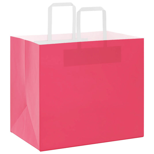 Vidaxl papieren zakken 250 st met hengsels 32x22x28 cm roze