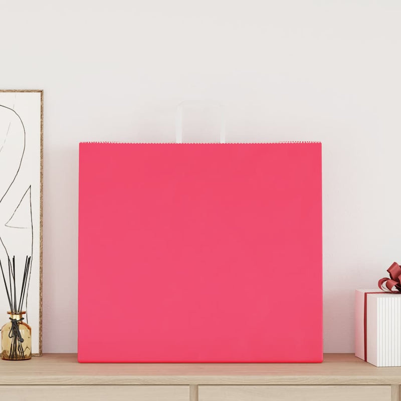 Load image into Gallery viewer, Vidaxl papieren zakken 250 st met hengsels 54x15x49 cm roze
