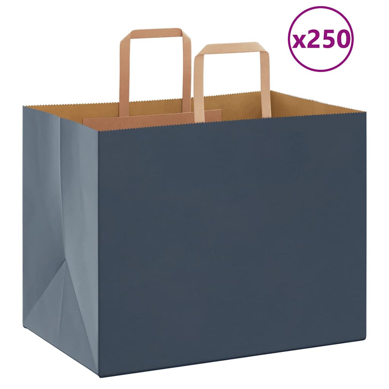 Load image into Gallery viewer, Vidaxl papieren zakken 250 st met hengsels 32x22x24 cm blauw
