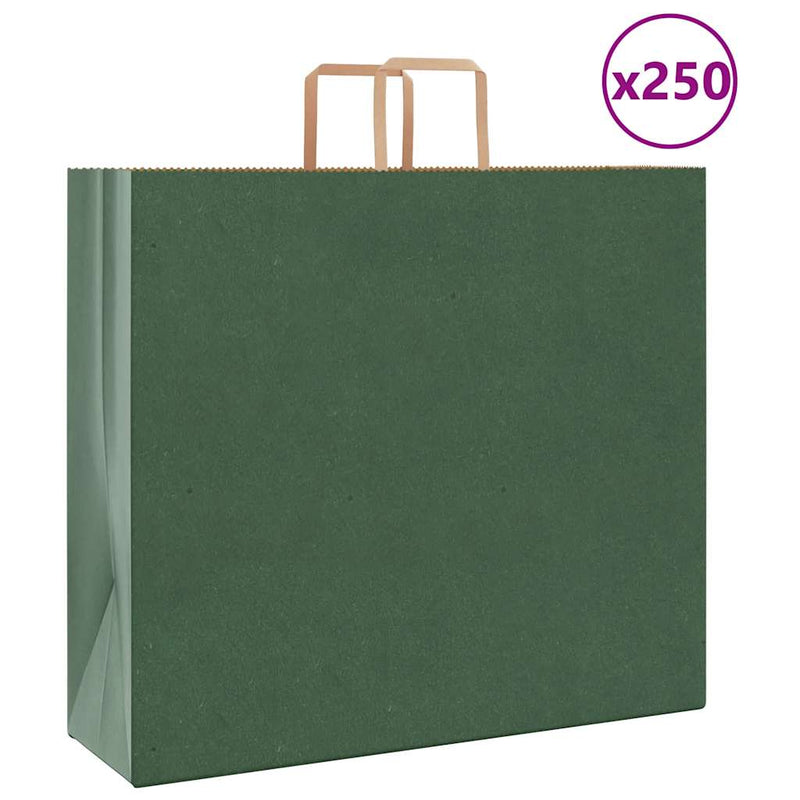 Load image into Gallery viewer, Vidaxl papieren zakken 250 st met hengsels 54x15x49 cm groen
