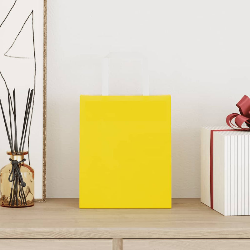 Load image into Gallery viewer, Vidaxl papieren zakken 50 st met hengsels 18x8x22 cm geel

