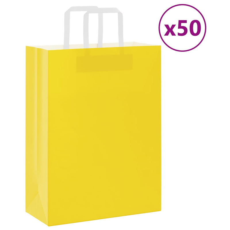 Load image into Gallery viewer, Vidaxl papieren zakken 50 st met hengsels 26x12x35 cm geel
