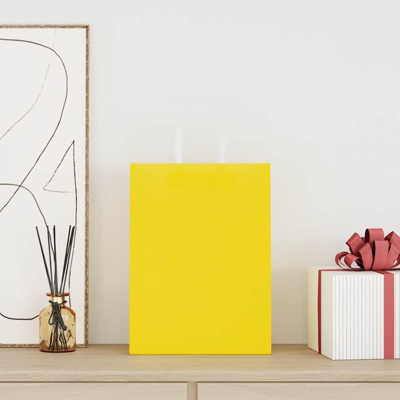 Load image into Gallery viewer, Vidaxl papieren zakken 50 st met hengsels 26x12x35 cm geel
