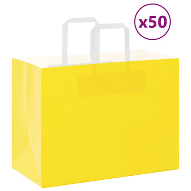 Vidaxl papieren zakken 50 st met hengsels 32x17x25 cm geel