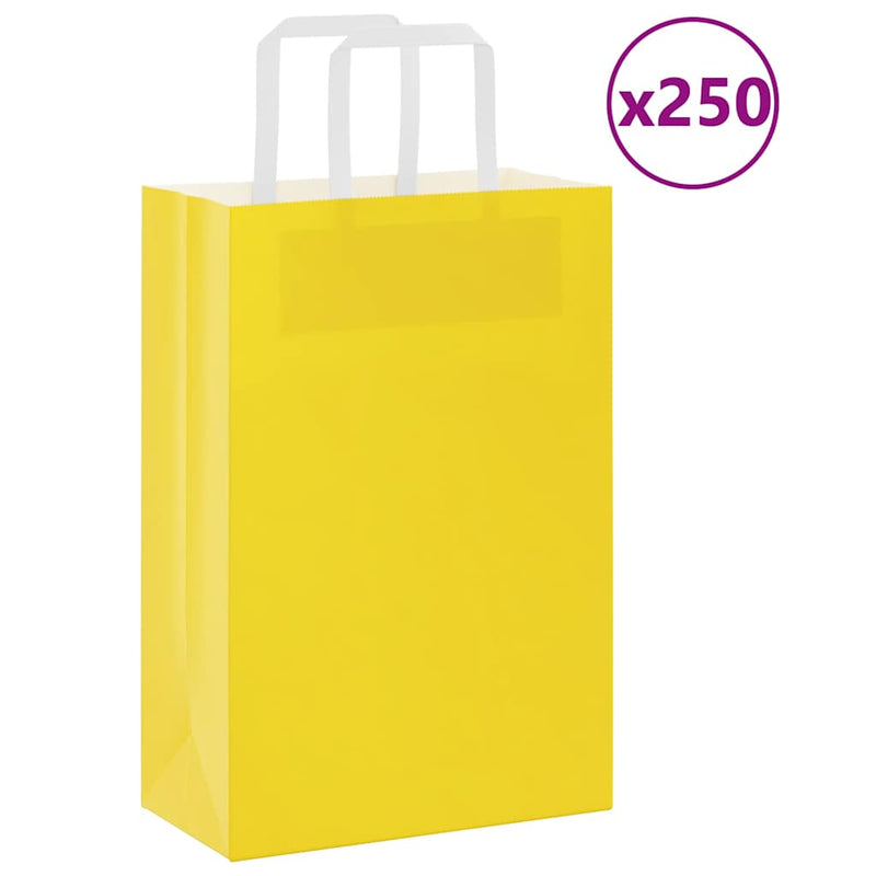 Load image into Gallery viewer, Vidaxl papieren zakken 250 st met hengsels 21x11x31 cm geel
