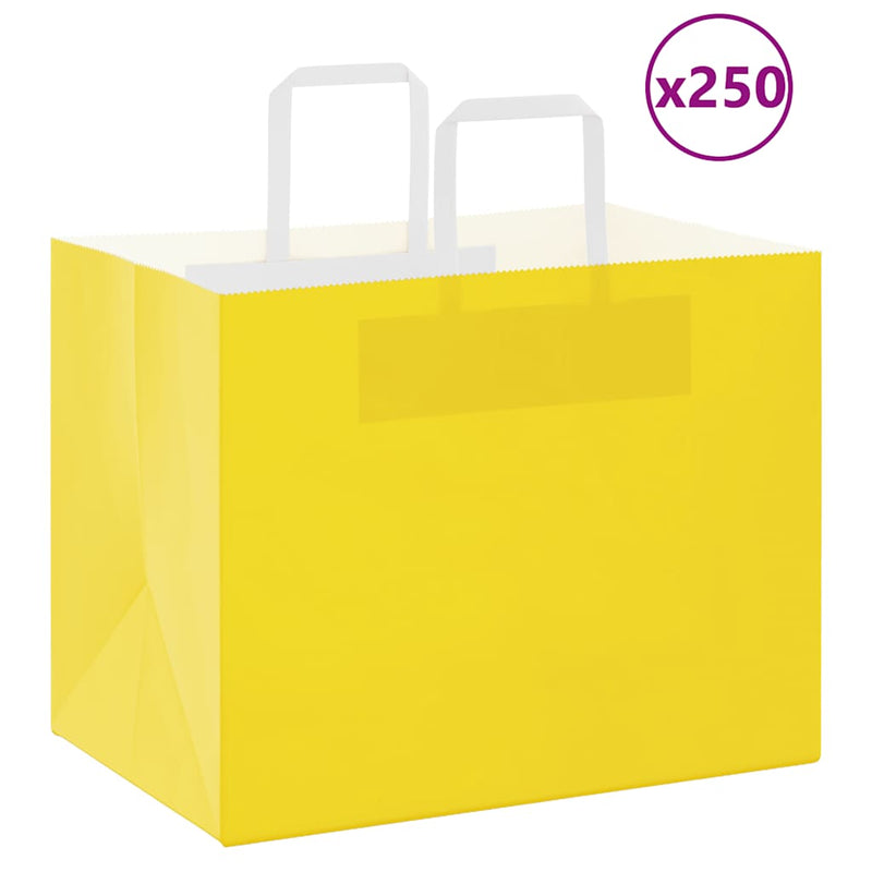 Load image into Gallery viewer, Vidaxl papieren zakken 250 st met hengsels 32x22x24 cm geel
