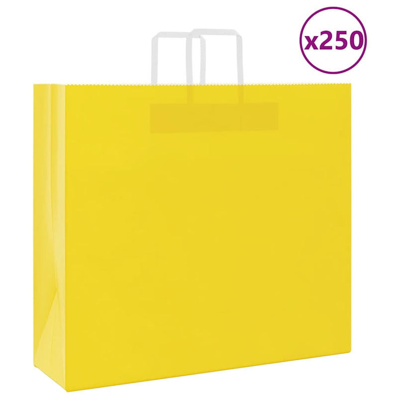 Load image into Gallery viewer, Vidaxl papieren zakken 250 st met hengsels 54x15x49 cm geel
