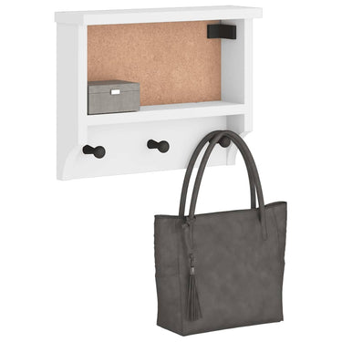Vidaxl wandkapstok sandnes wit 45x12x35 cm massief grenenhout